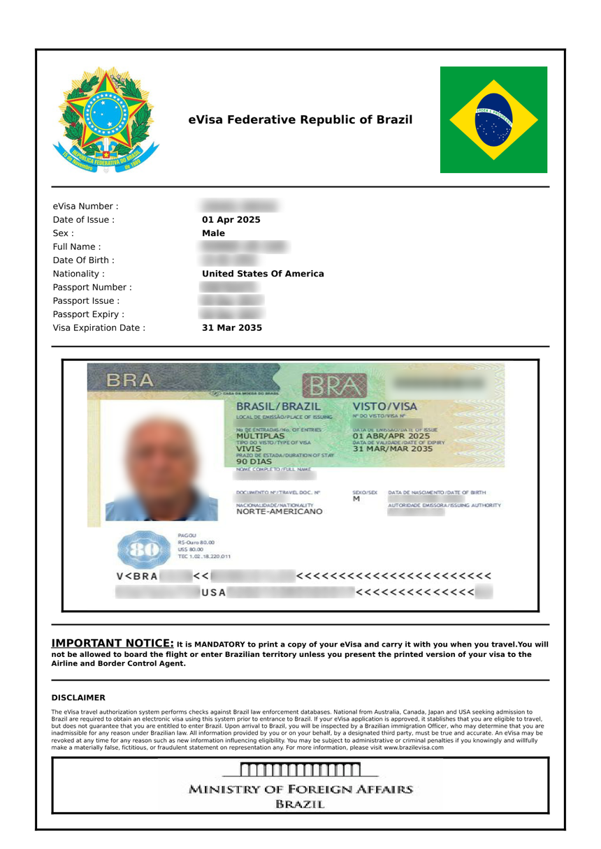 eVisa Brazil Sample
