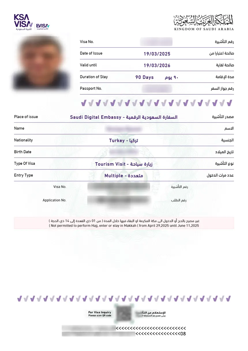 Saudi-Arabien eVisum – Muster