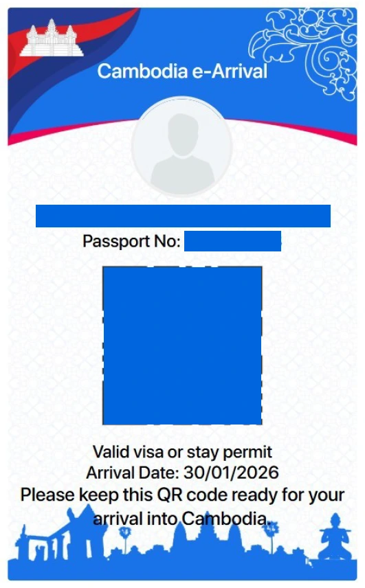 Cambodia e-Arrival Card – Sample